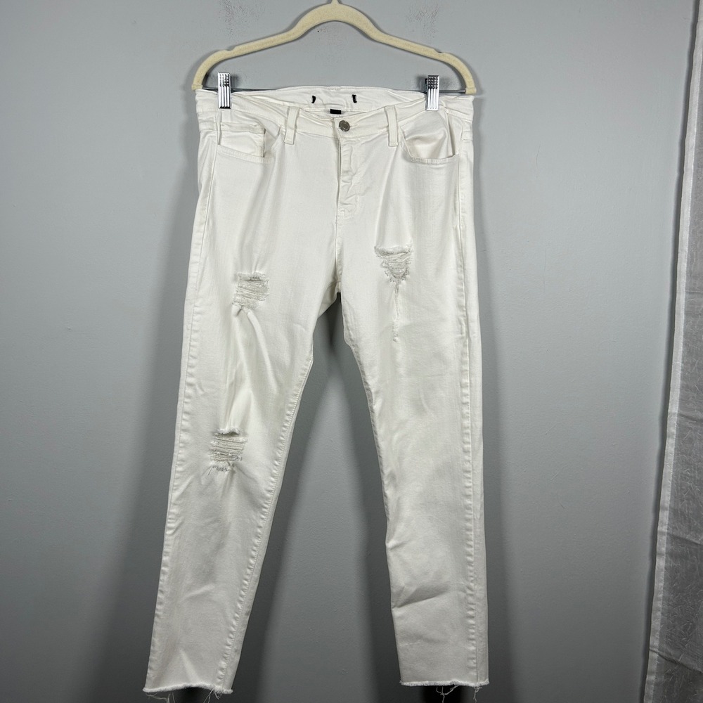 Flying Monkey Skinny Jeans Womens 28 White Distressed Raw Hem Coastal Festival